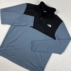 THE NORTH FACE Mens Cinder 1/4 Zip Jacket Large Blue/Black Pullover Fleece Lined